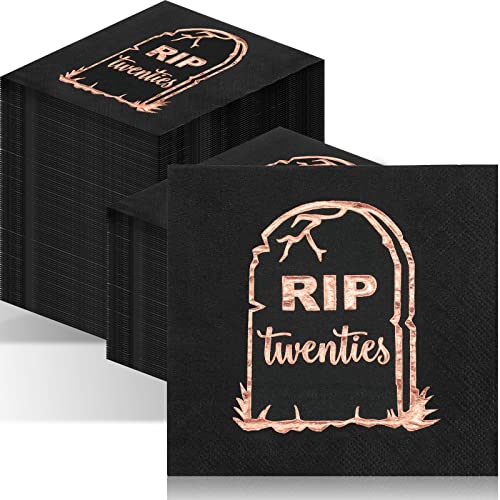 Crtiin Servietten mit Aufschrift "Death to My 20s", 2-lagig, 12,7 x 12,7 cm, Roségold, 100 Stück Crtiin Servietten mit Aufschrift "Death to My 20s", 2-lagig, 12,7 x 12,7 cm, Roségold, 100 Stück von Crtiin