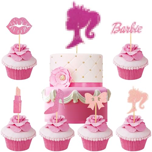 25 Stück Prinzessin Cupcake Toppers,High Heels Lippenstift Kuchen Tortendeko,Prinzessin Kuchen Deko,Prinzessin Theme Torten Deko,für Hochzei,Braut,Mädchen Geburtstag Party Torte Dekorationen von Crunier