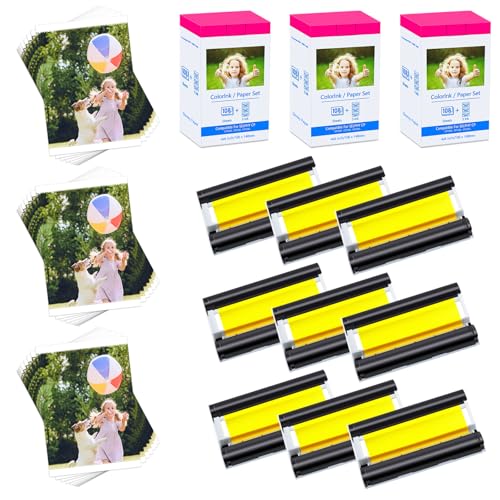 Compatible for Canon Selphy CP1300 CP1500 CP910 Fotopapier KP-108in 3115B001(AA) 10x15 for Cannon CP Selphy CP1000 CP1200 CP780 CP760 Printer 108 Sheets Photo Paper 3 Ink Cartridges per set, 3 Set von Cruxer