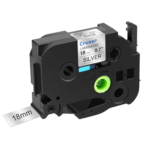 Cruxer 100er-Packung Kompatibel für P-touch TZe-941 TZe941 TZ-941 TZ941 18mm 0,7'' Laminierte Bänder Schwarz auf Silber, Schriftband Ersatz für PT-D400AD D450 D600 P700 P750W H500LI 1880C 2730 Maker von Cruxer