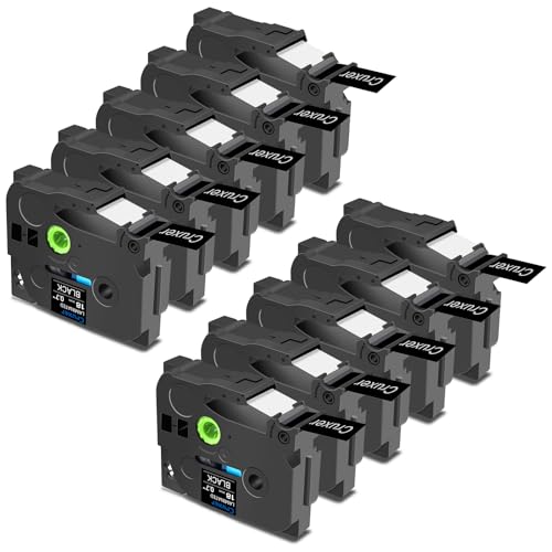 Cruxer 10er-Packung Kompatibel für Brother P-touch TZe-345 Black Laminierte Bänder,Weiß auf Schwarz 0,70'' 18mm x 8m Schriftband Ersatz für Brother PT-P710BTH PT-D410 PT-E550WVP PT-P700 PT-2500PC Cruxer 10er-Packung Kompatibel für Brother P-touch TZe-345 Black Laminierte Bänder,Weiß auf Schwarz 0,70'' 18mm x 8m Schriftband Ersatz für Brother PT-P710BTH PT-D410 PT-E550WVP PT-P700 PT-2500PC von Cruxer