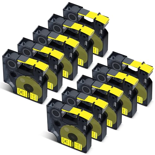 Cruxer 10er-Packung Kompatibel für Dymo Rhino 18056 S0718310 A18056 Schrumpfschlauch Industrie Etikettenband,Schwarz auf Gelb 12mm x 1.5m Ersatz für Dymo LabelWriter und Rhino 3000 4200 5000 5200 Cruxer 10er-Packung Kompatibel für Dymo Rhino 18056 S0718310 A18056 Schrumpfschlauch Industrie Etikettenband,Schwarz auf Gelb 12mm x 1.5m Ersatz für Dymo LabelWriter und Rhino 3000 4200 5000 5200 von Cruxer