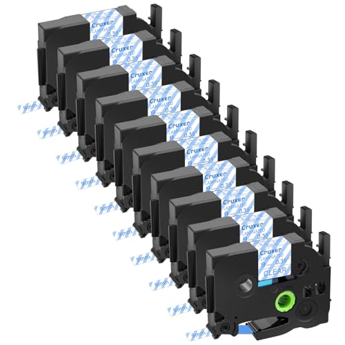 Cruxer 10er-Packung Kompatibel für P-touch TZe-123 TZe123 TZ-123 TZ123 9mm 0,35'' Laminierte Bänder Blau auf Klar, Schriftband Ersatz für PT-D200 PT-D210 PT-D400 PT-D450 D600 H100 1230PC Maker von Cruxer