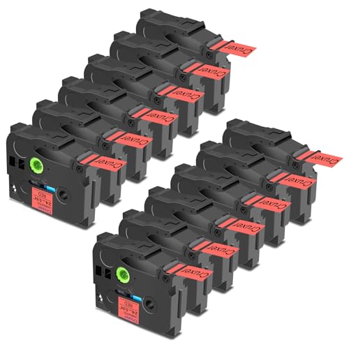 Cruxer 12er-Packung Kompatibel für Brother P-touch TZe-451 Red Laminierte Bänder,Schwarz auf Roter 0,94'' 24mm x 8m Schriftband Ersatz für Brother PT-P710BT PT-P700 PT-E550WVP PT-P750W PT-2730VP Cruxer 12er-Packung Kompatibel für Brother P-touch TZe-451 Red Laminierte Bänder,Schwarz auf Roter 0,94'' 24mm x 8m Schriftband Ersatz für Brother PT-P710BT PT-P700 PT-E550WVP PT-P750W PT-2730VP von Cruxer