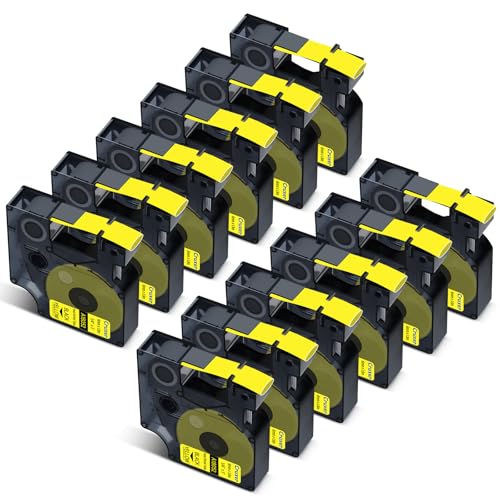 Cruxer 12er-Packung Kompatibel für Dymo Rhino 18052 S0718270 A18052 Schrumpfschlauch Industrie Etikettenband,Schwarz auf Gelb 6mm x 1.5m Ersatz für Dymo LabelWriter und Rhino 3000 4200 5000 5200 Cruxer 12er-Packung Kompatibel für Dymo Rhino 18052 S0718270 A18052 Schrumpfschlauch Industrie Etikettenband,Schwarz auf Gelb 6mm x 1.5m Ersatz für Dymo LabelWriter und Rhino 3000 4200 5000 5200 von Cruxer