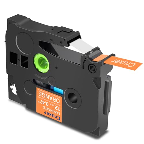 Cruxer 1er-Packung Kompatibel für Brother P-touch TZe-635 Orange Laminierte Bänder，Weiß auf Orange 0,47'' 12mm x 8m Schriftband Ersatz für Brother PT-H100R PT-200 PT-H105 PT-H110 PT-D410 PT-E110VP von Cruxer