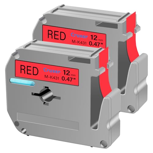 Cruxer 2 Packung Ersatz für P Touch M Schriftbänder M-K431 MK431 M431 M-K431s, Schwarz auf Rot, 12 mm, 0,47 1/2, für Ptouch PT-M95 PT-80 PT-90 PT-70 PT-65 PT-85 PT-45 PT-70BM Etikettendrucker Cruxer 2 Packung Ersatz für P Touch M Schriftbänder M-K431 MK431 M431 M-K431s, Schwarz auf Rot, 12 mm, 0,47 1/2, für Ptouch PT-M95 PT-80 PT-90 PT-70 PT-65 PT-85 PT-45 PT-70BM Etikettendrucker von Cruxer