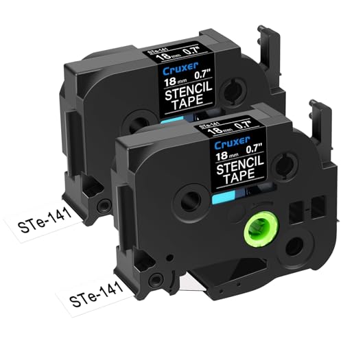 Cruxer 2er-Packung Ersatz für P-touch STe-141 ST-141 STe141 Elektrochemisches Ätzetiketten-Schablonen-Metallband 18 mm 0,7 Zoll 3M für Ptouch PT-D400 D450 E500 D600 H300 E300 P710BT 2600 Drucker von Cruxer