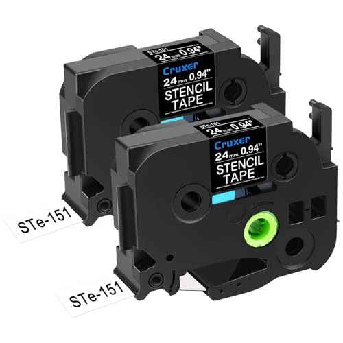 Cruxer 2er-Packung Ersatz für P-touch STe-151 ST-151 STe151 Elektrochemisches Ätzetiketten-Schablonen-Metallband 24 mm 0,94 Zoll 3M für Ptouch PT-D600 E500 E550W H500LI P700 P750W P750WVP Drucker von Cruxer