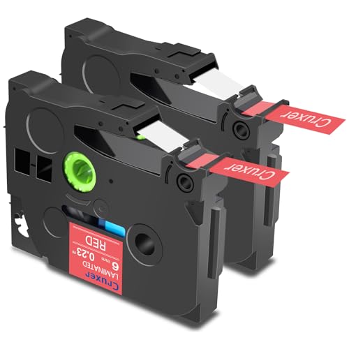 Cruxer 2er-Packung Kompatibel für Brother P-touch TZe-415 Red Laminierte Bänder，Weiß auf Roter 0,23'' 6mm x 8m Schriftband Ersatz für Brother PT-H100R PT-200 PT-H105 PT-H110 PT-D410 PT-E110VP von Cruxer