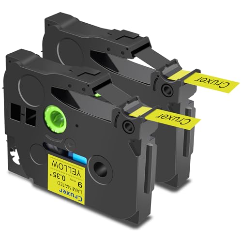 Cruxer 2er-Packung Kompatibel für Brother P-touch TZe-621 Yellow Laminierte Bänder,Schwarz auf Gelb 0,35'' 9mm x 8m Schriftband Ersatz für Brother PT-H100R PT-200 PT-H105 PT-H110 PT-D410 PT-E110VP Cruxer 2er-Packung Kompatibel für Brother P-touch TZe-621 Yellow Laminierte Bänder,Schwarz auf Gelb 0,35'' 9mm x 8m Schriftband Ersatz für Brother PT-H100R PT-200 PT-H105 PT-H110 PT-D410 PT-E110VP von Cruxer