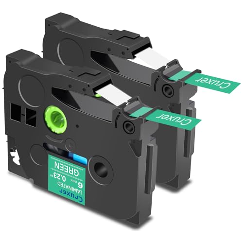 Cruxer 2er-Packung Kompatibel für Brother P-touch TZe-715 Green Laminierte Bänder，Weiß auf Grün 0,23'' 6mm x 8m Schriftband Ersatz für Brother PT-H100R PT-200 PT-H105 PT-H110 PT-D410 PT-E110VP von Cruxer