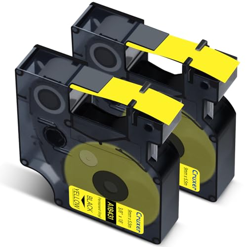 Cruxer 2er-Packung Kompatibel für Dymo IND 18431 A18431 Vinyl Etikettenband Bänder,Schwarz auf Gelb 9mm x 5.5m Ersatz für Dymo Rhino 1000 4200 6000 LabelWriter 450 Duo ILP 219 3M PL150 3M PL300 Cruxer 2er-Packung Kompatibel für Dymo IND 18431 A18431 Vinyl Etikettenband Bänder,Schwarz auf Gelb 9mm x 5.5m Ersatz für Dymo Rhino 1000 4200 6000 LabelWriter 450 Duo ILP 219 3M PL150 3M PL300 von Cruxer