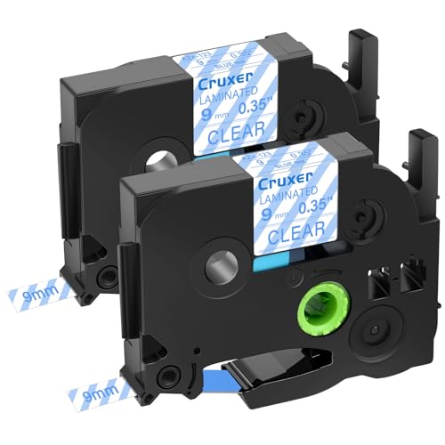 Cruxer 2er-Packung Kompatibel für P-touch TZe-123 TZe123 TZ-123 TZ123 9mm 0,35'' Laminierte Bänder Blau auf Klar, Schriftband Ersatz für PT-D200 PT-D210 PT-D400 PT-D450 D600 H100 1230PC Maker von Cruxer