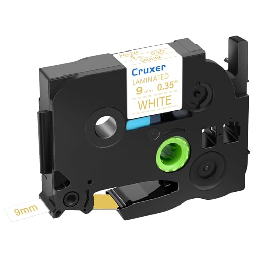 Cruxer 30er-Packung Kompatibel für P-touch TZe-224 TZe224 TZ-224 TZ224 9mm 0,35'' Laminierte Bänder Gold auf Weiß, Schriftband Ersatz für PT-D200 PT-D210 PT-D400 PT-D450 D600 H100 1230PC Maker von Cruxer