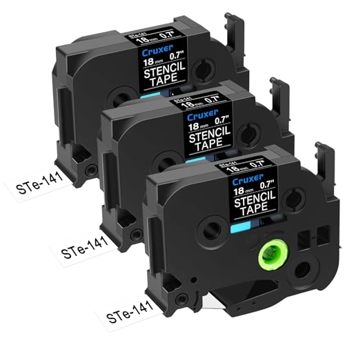 Cruxer 3er-Packung Ersatz für P-touch STe-141 ST-141 STe141 Elektrochemisches Ätzetiketten-Schablonen-Metallband 18 mm 0,7 Zoll 3M für Ptouch PT-D400 D450 E500 D600 H300 E300 P710BT 2600 Drucker von Cruxer