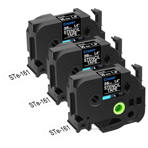 Cruxer 3er-Packung Ersatz für P-touch STe-161 ST-161 STe161 Elektrochemisches Ätzetiketten-Schablonen-Metallband 36 mm 1,4 Zoll 3M für Ptouch PT530 550 9200pc 9200dx 9400 9500pc 9600 9700PC Drucker von Cruxer
