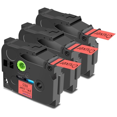 Cruxer 3er-Packung Kompatibel für Brother P-touch TZe-451 Red Laminierte Bänder，Schwarz auf Roter 0,94'' 24mm x 8m Schriftband Ersatz für Brother PT-P710BT PT-P700 PT-E550WVP PT-P750W PT-2730VP von Cruxer