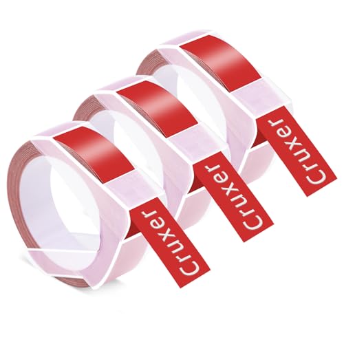 Cruxer 3er-Packung Kompatibel für Dymo 3D S0898152 521202 Rot Kunststoff Prägebändern Bänder, 12mm x 3m Schriftband Ersatz für Office Mate II 1540 154000 Organizer Xpress Pro 1575 Beschriftungsgerät von Cruxer