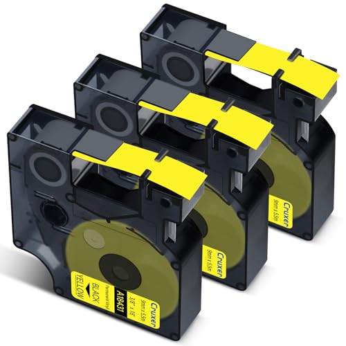 Cruxer 3er-Packung Kompatibel für Dymo IND 18431 A18431 Vinyl Etikettenband Bänder,Schwarz auf Gelb 9mm x 5.5m Ersatz für Dymo Rhino 1000 4200 6000 LabelWriter 450 Duo ILP 219 3M PL150 3M PL300 Cruxer 3er-Packung Kompatibel für Dymo IND 18431 A18431 Vinyl Etikettenband Bänder,Schwarz auf Gelb 9mm x 5.5m Ersatz für Dymo Rhino 1000 4200 6000 LabelWriter 450 Duo ILP 219 3M PL150 3M PL300 von Cruxer