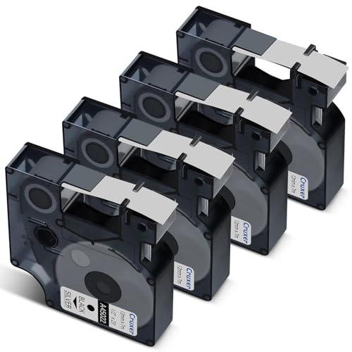 Cruxer 4er-Packung Kompatibel für Dymo D1 45022 S0720620 A45022 Etikettenband,Schwarz auf Silber 12mm x 7m Ersatz für Dymo LabelManager 160 210D 500TS Labelpoint 100 350 Labelwriter DUO 3M PL150 Cruxer 4er-Packung Kompatibel für Dymo D1 45022 S0720620 A45022 Etikettenband,Schwarz auf Silber 12mm x 7m Ersatz für Dymo LabelManager 160 210D 500TS Labelpoint 100 350 Labelwriter DUO 3M PL150 von Cruxer