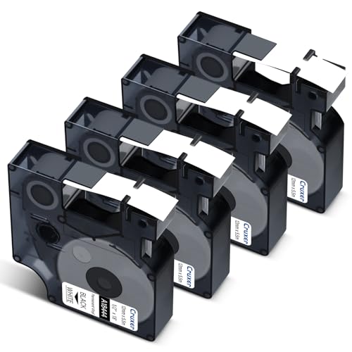 Cruxer 4er-Packung Kompatibel für Dymo IND 18444 S0718600 A18444 Vinyl Etikettenband,Schwarz auf Weiß 12mm x 5.5m Ersatz für Dymo Rhino 1000 4200 6000 LabelWriter 450 Duo ILP 219 3M PL150 3M PL300 Cruxer 4er-Packung Kompatibel für Dymo IND 18444 S0718600 A18444 Vinyl Etikettenband,Schwarz auf Weiß 12mm x 5.5m Ersatz für Dymo Rhino 1000 4200 6000 LabelWriter 450 Duo ILP 219 3M PL150 3M PL300 von Cruxer