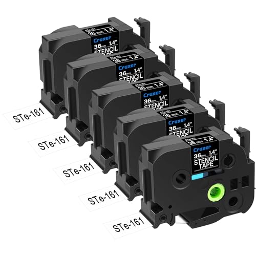 Cruxer 5er-Packung Ersatz für P-touch STe-161 ST-161 STe161 Elektrochemisches Ätzetiketten-Schablonen-Metallband 36 mm 1,4 Zoll 3M für Ptouch PT530 550 9200pc 9200dx 9400 9500pc 9600 9700PC Drucker von Cruxer