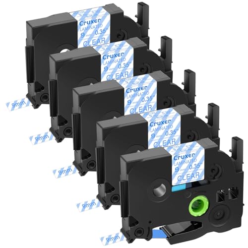 Cruxer 5er-Packung Kompatibel für P-touch TZe-123 TZe123 TZ-123 TZ123 9mm 0,35'' Laminierte Bänder Blau auf Klar, Schriftband Ersatz für PT-D200 PT-D210 PT-D400 PT-D450 D600 H100 1230PC Maker von Cruxer