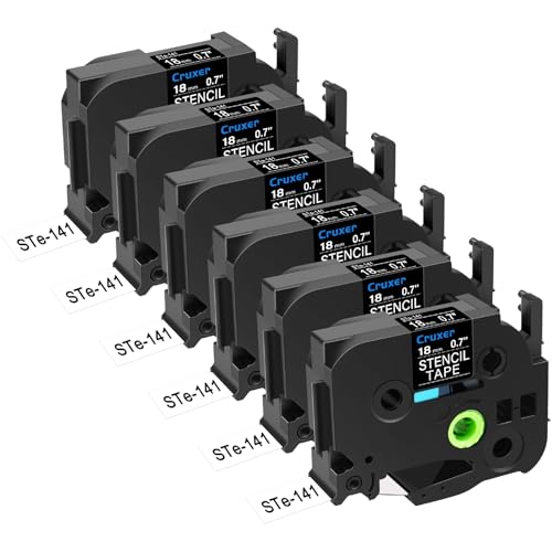 Cruxer 6er-Packung Ersatz für P-touch STe-141 ST-141 STe141 Elektrochemisches Ätzetiketten-Schablonen-Metallband 18 mm 0,7 Zoll 3M für Ptouch PT-D400 D450 E500 D600 H300 E300 P710BT 2600 Drucker Cruxer 6er-Packung Ersatz für P-touch STe-141 ST-141 STe141 Elektrochemisches Ätzetiketten-Schablonen-Metallband 18 mm 0,7 Zoll 3M für Ptouch PT-D400 D450 E500 D600 H300 E300 P710BT 2600 Drucker von Cruxer