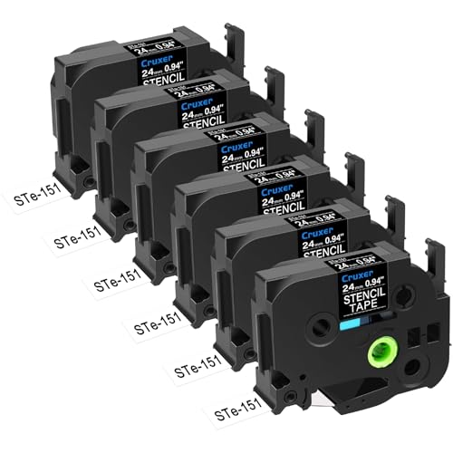 Cruxer 6er-Packung Ersatz für P-touch STe-151 ST-151 STe151 Elektrochemisches Ätzetiketten-Schablonen-Metallband 24 mm 0,94 Zoll 3M für Ptouch PT-D600 E500 E550W H500LI P700 P750W P750WVP Drucker Cruxer 6er-Packung Ersatz für P-touch STe-151 ST-151 STe151 Elektrochemisches Ätzetiketten-Schablonen-Metallband 24 mm 0,94 Zoll 3M für Ptouch PT-D600 E500 E550W H500LI P700 P750W P750WVP Drucker von Cruxer