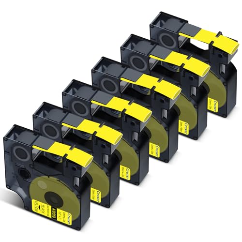 Cruxer 6er-Packung Kompatibel für Dymo Rhino 18056 S0718310 A18056 Schrumpfschlauch Industrie Etikettenband,Schwarz auf Gelb 12mm x 1.5m Ersatz für Dymo LabelWriter und Rhino 3000 4200 5000 5200 Cruxer 6er-Packung Kompatibel für Dymo Rhino 18056 S0718310 A18056 Schrumpfschlauch Industrie Etikettenband,Schwarz auf Gelb 12mm x 1.5m Ersatz für Dymo LabelWriter und Rhino 3000 4200 5000 5200 von Cruxer