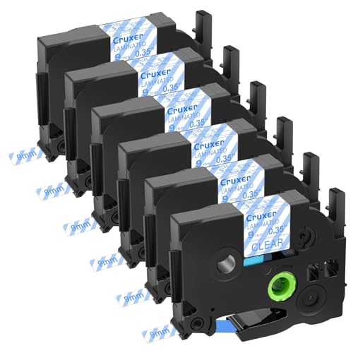 Cruxer 6er-Packung Kompatibel für P-touch TZe-123 TZe123 TZ-123 TZ123 9mm 0,35'' Laminierte Bänder Blau auf Klar, Schriftband Ersatz für PT-D200 PT-D210 PT-D400 PT-D450 D600 H100 1230PC Maker von Cruxer