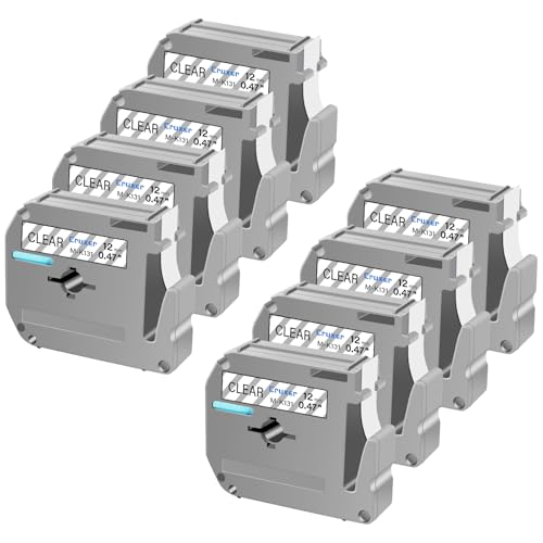 Cruxer 8 Packung Ersatz für P Touch M Schriftbänder M-K131 MK131 M131 M-K131s, Schwarz auf Klar, 12 mm, 0,47 1/2, für Ptouch PT-M95 PT-80 PT-90 PT-70 PT-65 PT-85 PT-45 PT-70BM Etikettendrucker von Cruxer