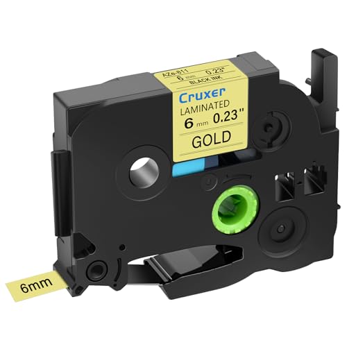 Cruxer 80er-Packung Kompatibel für P-touch TZe-811 TZe811 TZ-811 TZ811 6mm 0,23'' Laminierte Bänder Schwarz auf Gold, Schriftband Ersatz für PT-D200 PT-D210 PT-D400 PT-D450 D600 H100 1230PC Maker von Cruxer