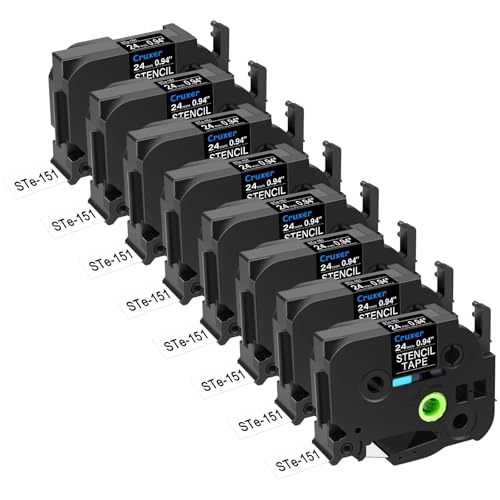 Cruxer 8er-Packung Ersatz für P-touch STe-151 ST-151 STe151 Elektrochemisches Ätzetiketten-Schablonen-Metallband 24 mm 0,94 Zoll 3M für Ptouch PT-D600 E500 E550W H500LI P700 P750W P750WVP Drucker von Cruxer