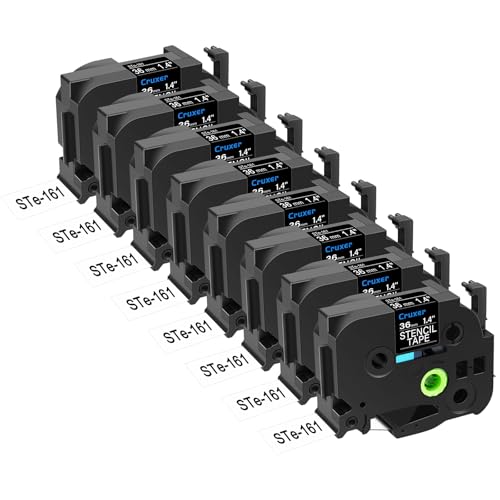 Cruxer 8er-Packung Ersatz für P-touch STe-161 ST-161 STe161 Elektrochemisches Ätzetiketten-Schablonen-Metallband 36 mm 1,4 Zoll 3M für Ptouch PT530 550 9200pc 9200dx 9400 9500pc 9600 9700PC Drucker von Cruxer