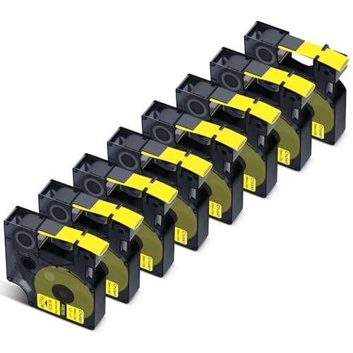 Cruxer 8er-Packung Kompatibel für Dymo Rhino 18056 S0718310 A18056 Schrumpfschlauch Industrie Etikettenband,Schwarz auf Gelb 12mm x 1.5m Ersatz für Dymo LabelWriter und Rhino 3000 4200 5000 5200 Cruxer 8er-Packung Kompatibel für Dymo Rhino 18056 S0718310 A18056 Schrumpfschlauch Industrie Etikettenband,Schwarz auf Gelb 12mm x 1.5m Ersatz für Dymo LabelWriter und Rhino 3000 4200 5000 5200 von Cruxer