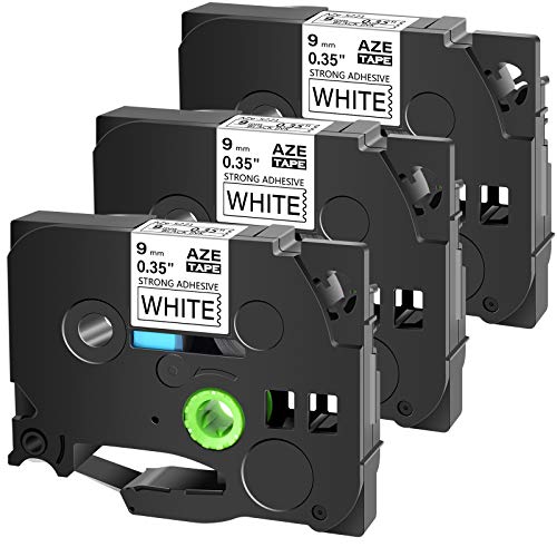 Cruxer Etikettenband, extra stark, kompatibel mit Brother TZe S221, 9 mm, schwarzer Text auf weißem Band für P-Touch Cube PTE550 PTP750 PTD210 PTD450 von Cruxer
