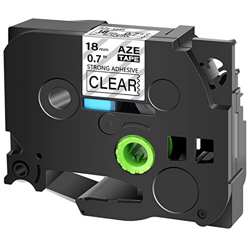 Cruxer Etikettenband kompatibel mit Brother TZE S141, 18 mm, extra starkes Klebeband, schwarzer Text auf transparentem Klebeband für PT Cube PTE550 von Cruxer