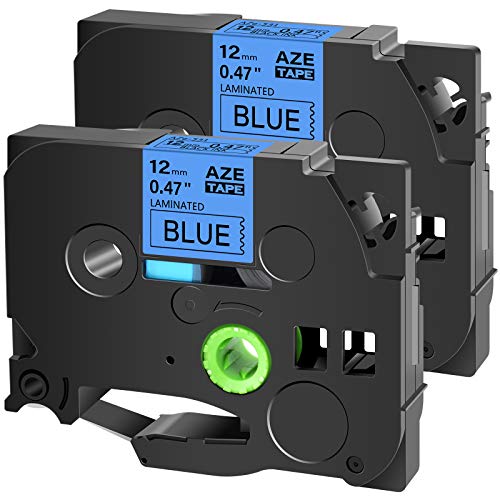 Cruxer Kompatibel mit Brother TZE531 TZ531 12 mm 0,47 Zoll Schriftband schwarzer Text auf blauem Band Ersatz für PT Cube PTE550 PTP750 PTD210 PTD450 PTH110 PTD400AD PT710BT Etikettenhersteller, von Cruxer