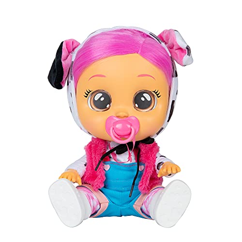 CRY BABIES Dressy Dotty der Dalmatiner - Interaktive Spiel- & Funktionspuppe, die echte Tränen weint; mit bunten Haaren und an- und ausziehbarer Kleidung - Geschenk Puppe für Kinder ab 2 Jahren von CRY BABIES