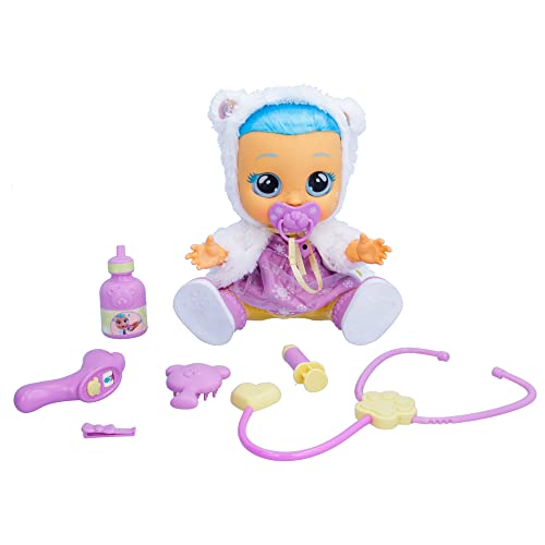 Cry Babies Dressy Kristal ist krank, interaktive Puppe, die wirklich weint, mit echten Haaren und Kleidung zum Anziehen, Spielzeug Geschenk zum Spielen des Doktors mit dem Doctor Kit von Cry Babies