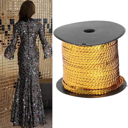 Cryfokt Paillettenlinie, Runde Dekorative 100 -Yard -Metallharz Pailletten Paillettenlinie für (Lasergold) von Cryfokt