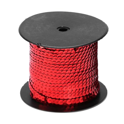 Cryfokt Paillettenlinie, Runde Dekorative 100 -Yard -Metallharz Pailletten Paillettenlinie für (Rot) von Cryfokt