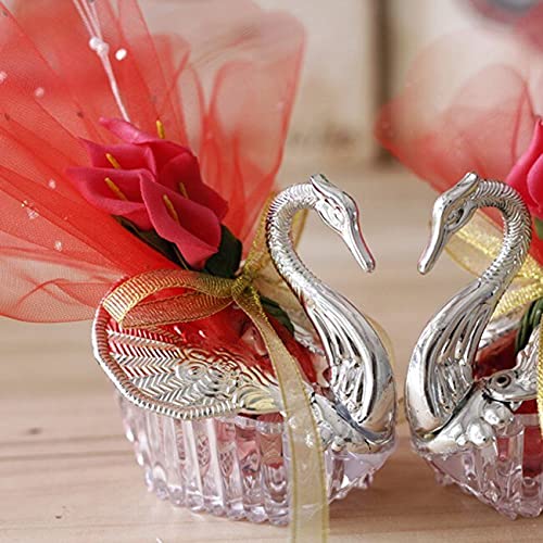 24 Stück Gastgeschenkboxen aus Acryl, Schwan mit schöner Lilienblüte, Hochzeit, Geschenk, Süßigkeiten, Gastgeschenke, Babyparty, Süßigkeitenschachteln (rot) von Crysdaralovebi
