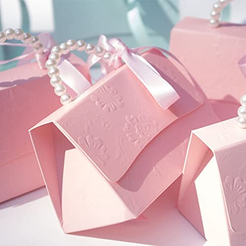 Crysdaralovebi 20 Stück Kunstperlen mit Griffen, Süßigkeiten-Box für Babyparty, Geschenkbox, Geburtstagsparty, Dekoration, Kinder, Hochzeit, Gastgeschenke (pink, 90 x 55 x 60 mm) von Crysdaralovebi