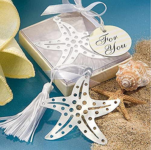 Crysdaralovebi 50 Stück Seestern-Lesezeichen Strand Hochzeit Party Gastgeschenke Lesezeichen Geschenk Dekoration für Brautparty Hochzeit Bonboniere von Crysdaralovebi