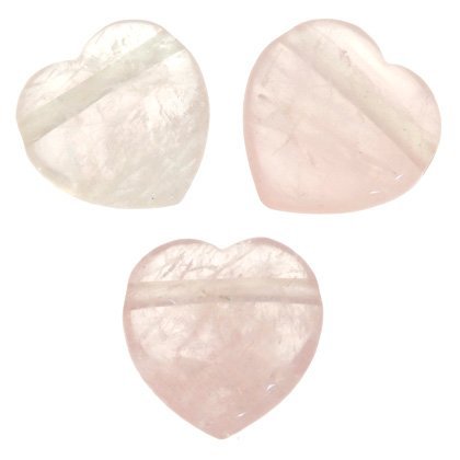 Rosenquarz-Herzen, seitlich gebohrt, 30 mm, 3 Kristallherzen von CrystalAge