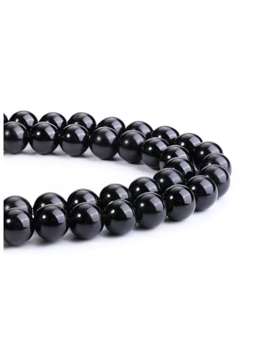 CrystalTears Perlen zum Auffädeln 8mm 100 Stück Obsidian Stein Lose Runde Edelsteinperlen mit Loch Perlen für Armbänder Halsketten DIY Schmuckherstellung von CrystalTears