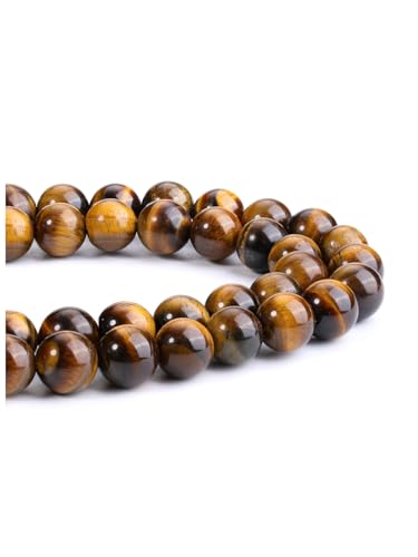 CrystalTears Perlen zum Auffädeln 8mm 100 Stück Tigerauge Stein Lose Runde Edelsteinperlen mit Loch Perlen für Armbänder Halsketten DIY Schmuckherstellung von CrystalTears